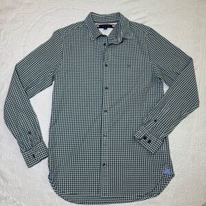 Men's Tommy Hilfiger Green Button Up Shirt Dress / Career Gingham Size Medium
